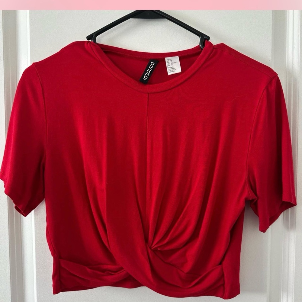 H&M Red Twist Front Crop Top